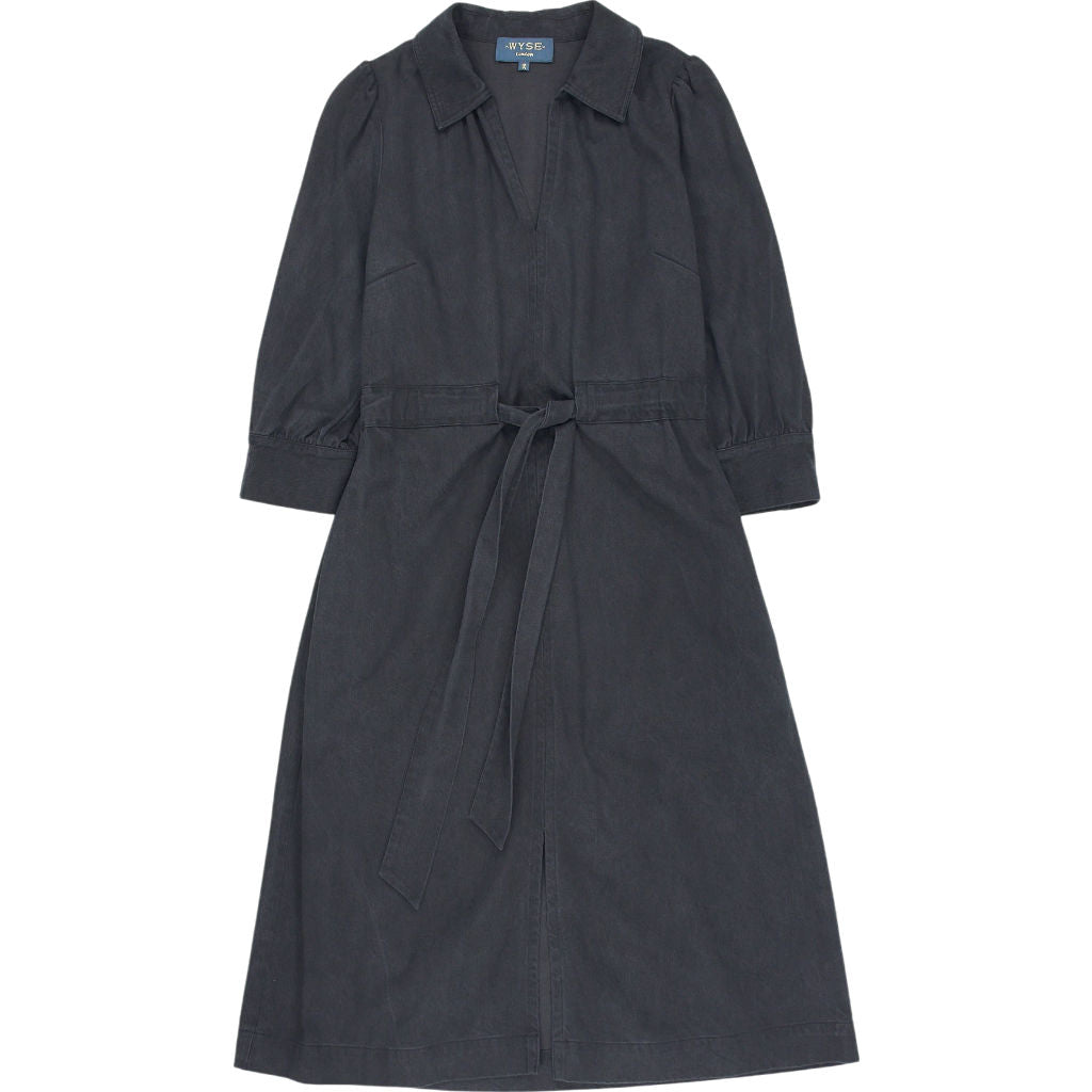 Wyse Black Midi Belted Dress