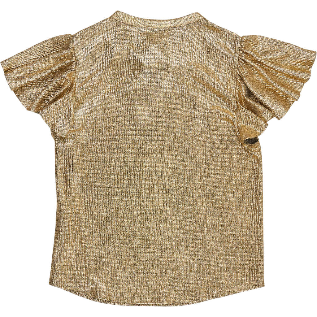 WYSE Gold Metallic Flutter Sleeve Top