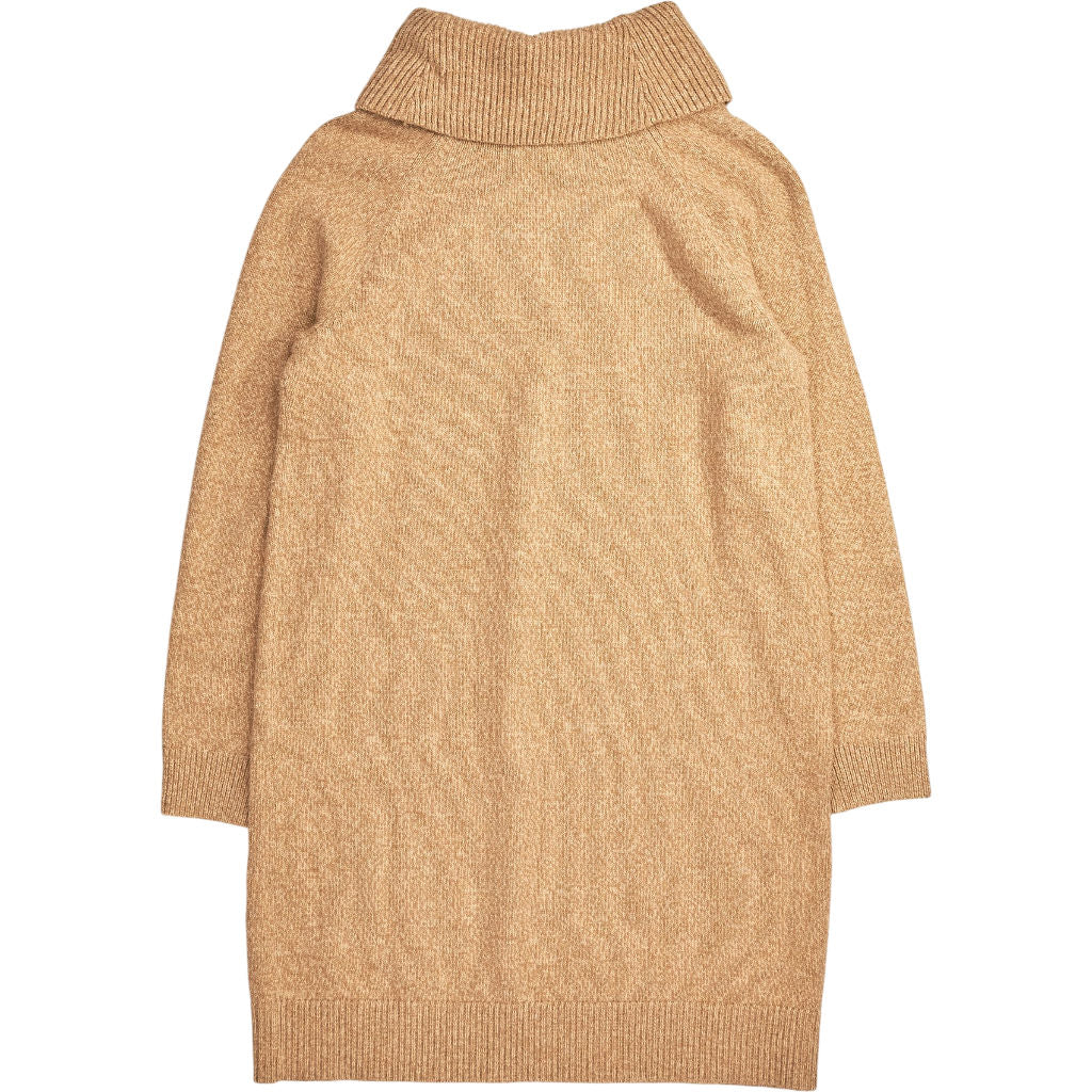 Lands' End Tan Wool Blend Roll Neck Jumper Dress
