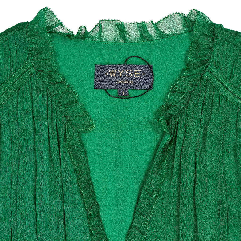 Wyse Green Ruffled Midi Dress UK 8
