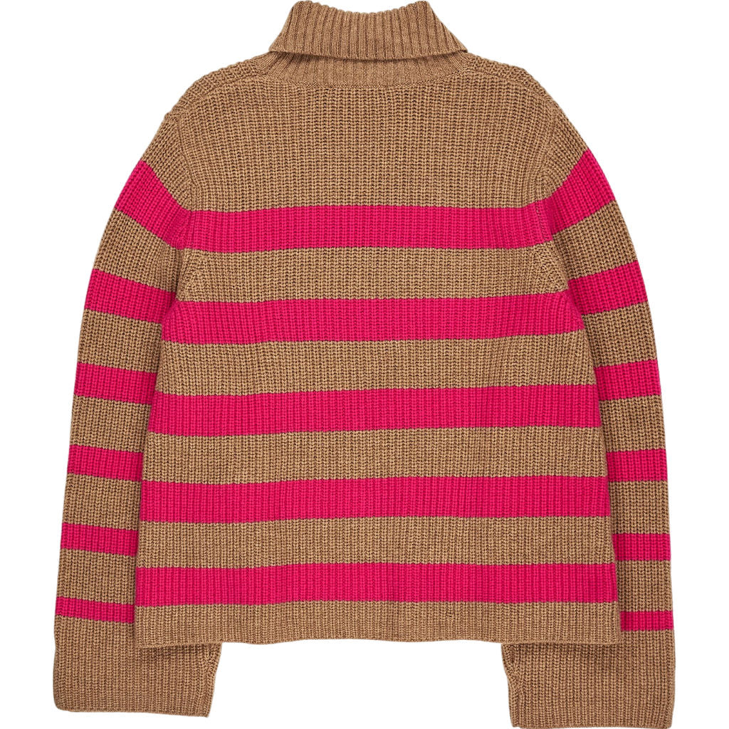 Wyse Beige Pink Stripe Knit Jumper S