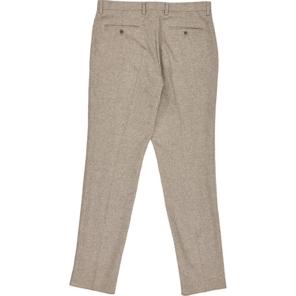 Moss Beige Herringbone Tailored Fit Trousers