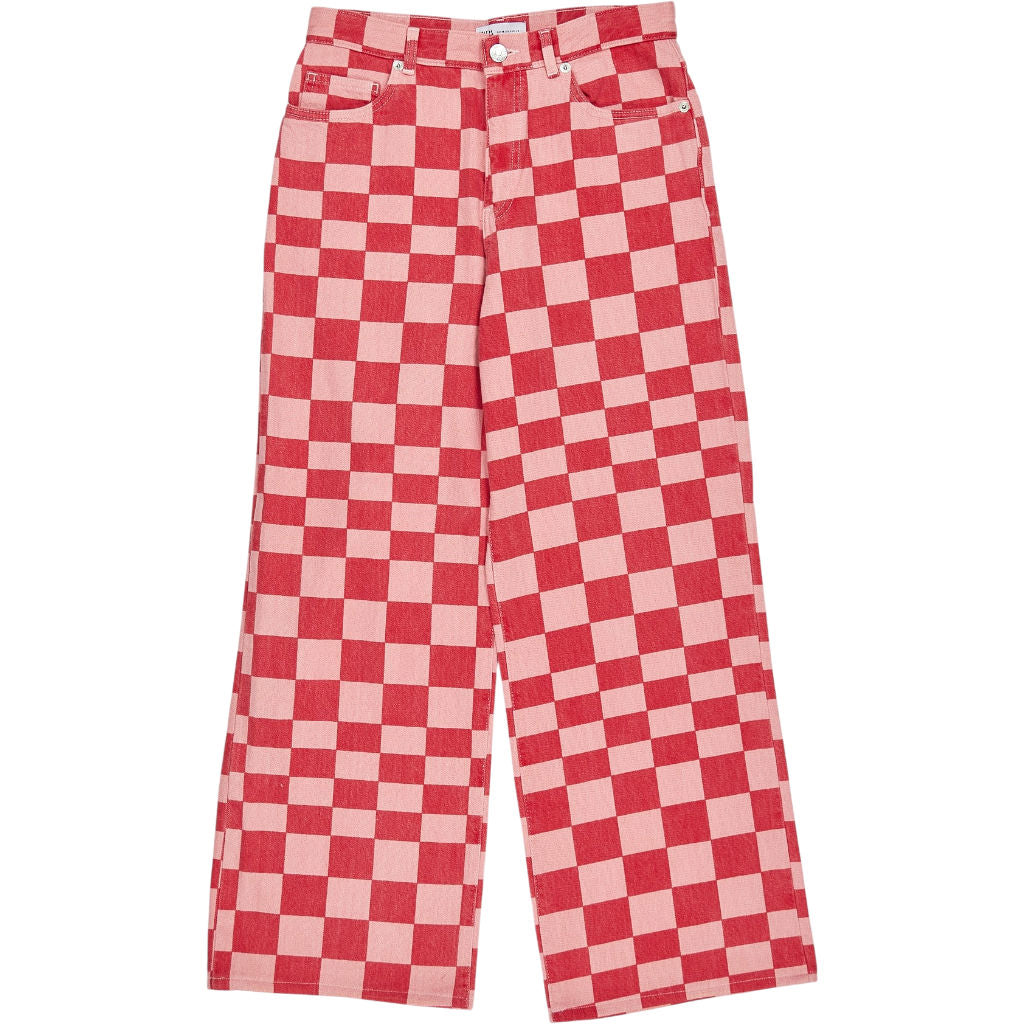 Zara Red Pink Checkered Trousers