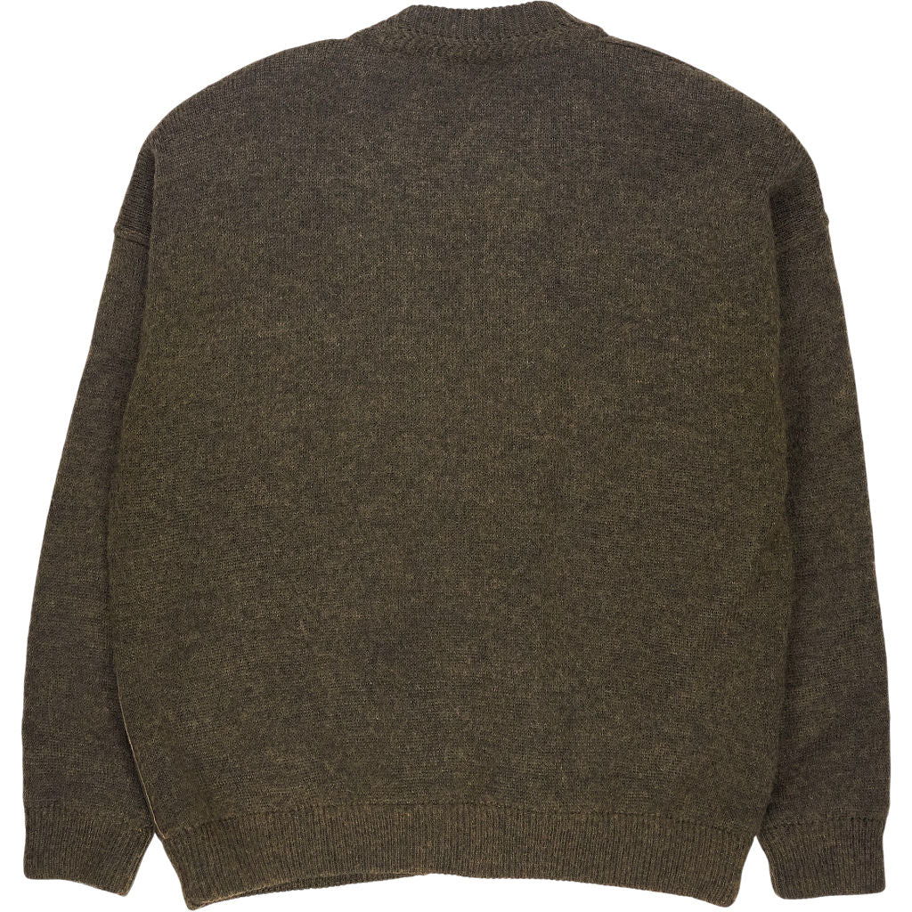 Vintage Cortefiel Brown Wool Cardigan with Suede Panel