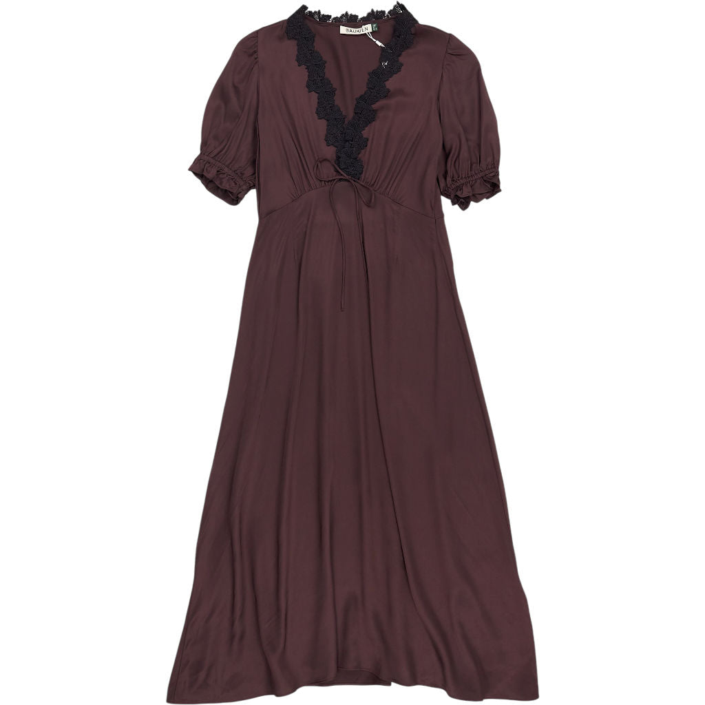 Baukjen Dark Chocolate Valletta Lace Trim Midi Dress