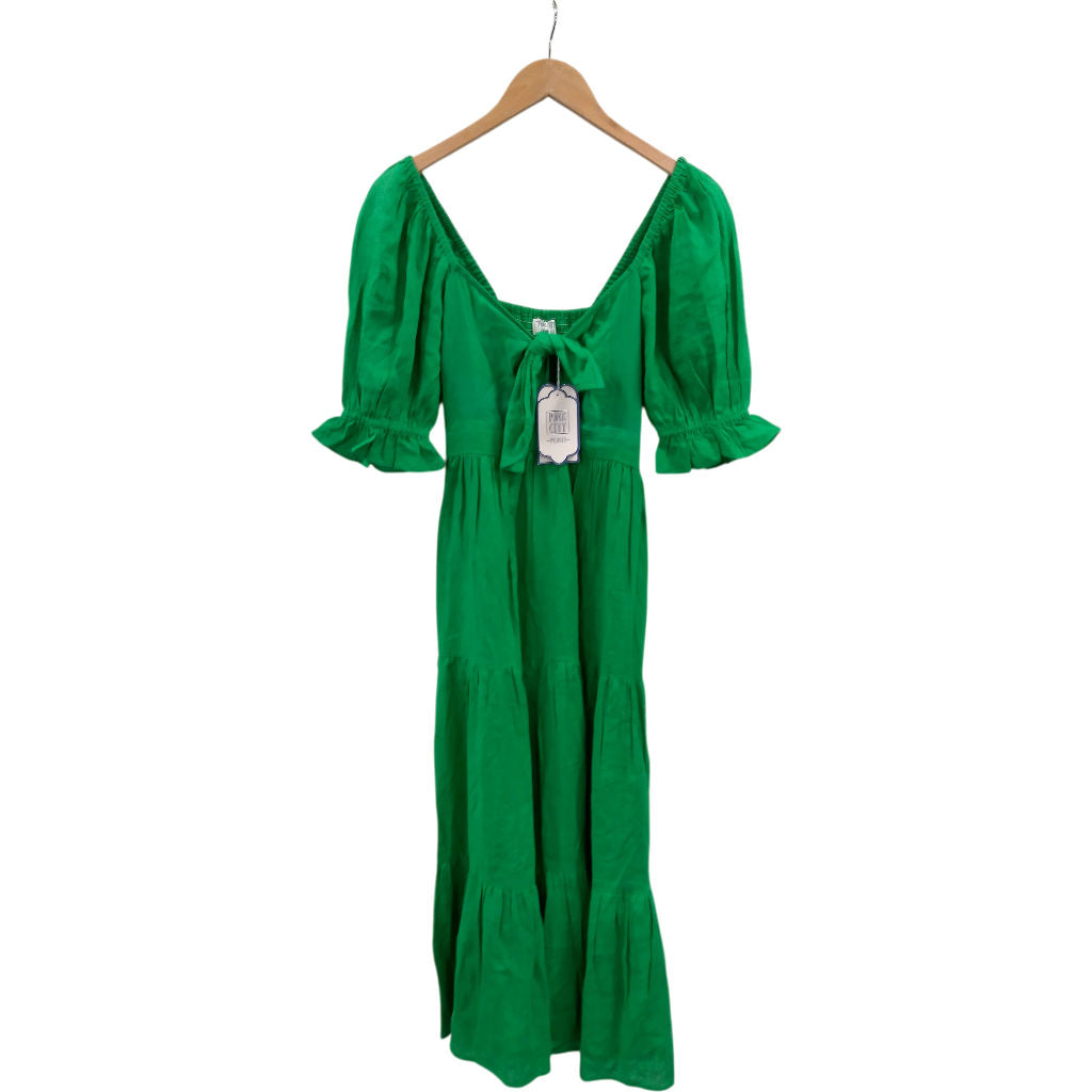 Pink City Prints Green Hannah Linen Dress