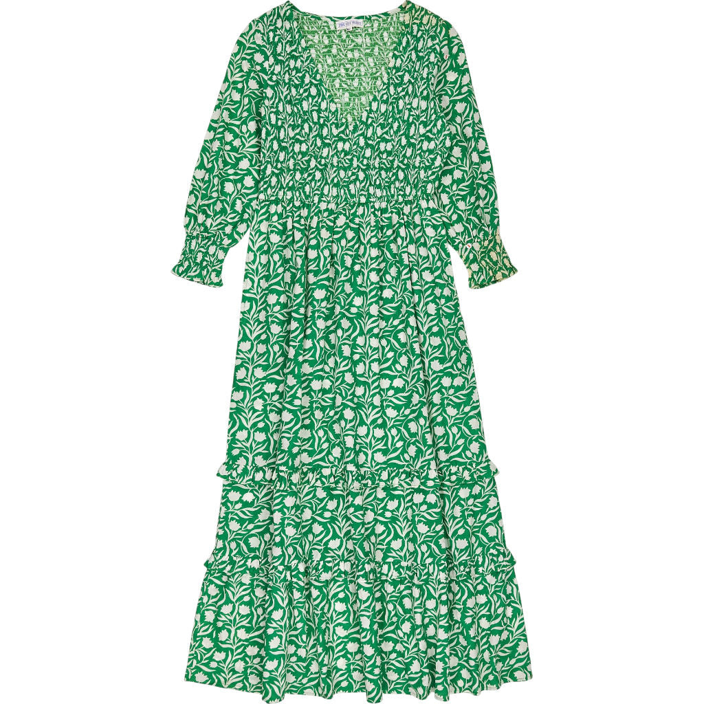 Pink City Prints Green Floral Maxi Dress Size XS