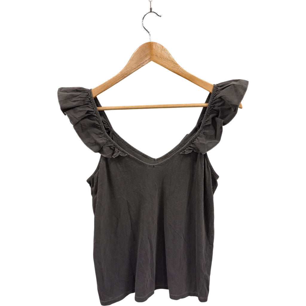 Hush Grey Cotton Ruffle Sleeve Top