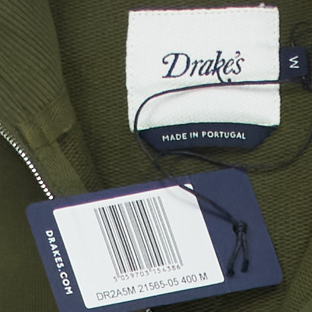 Drake’s Green Cotton Half-Zip Sweatshirt M