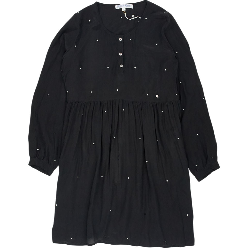 Pink City Prints Black Silk Dress