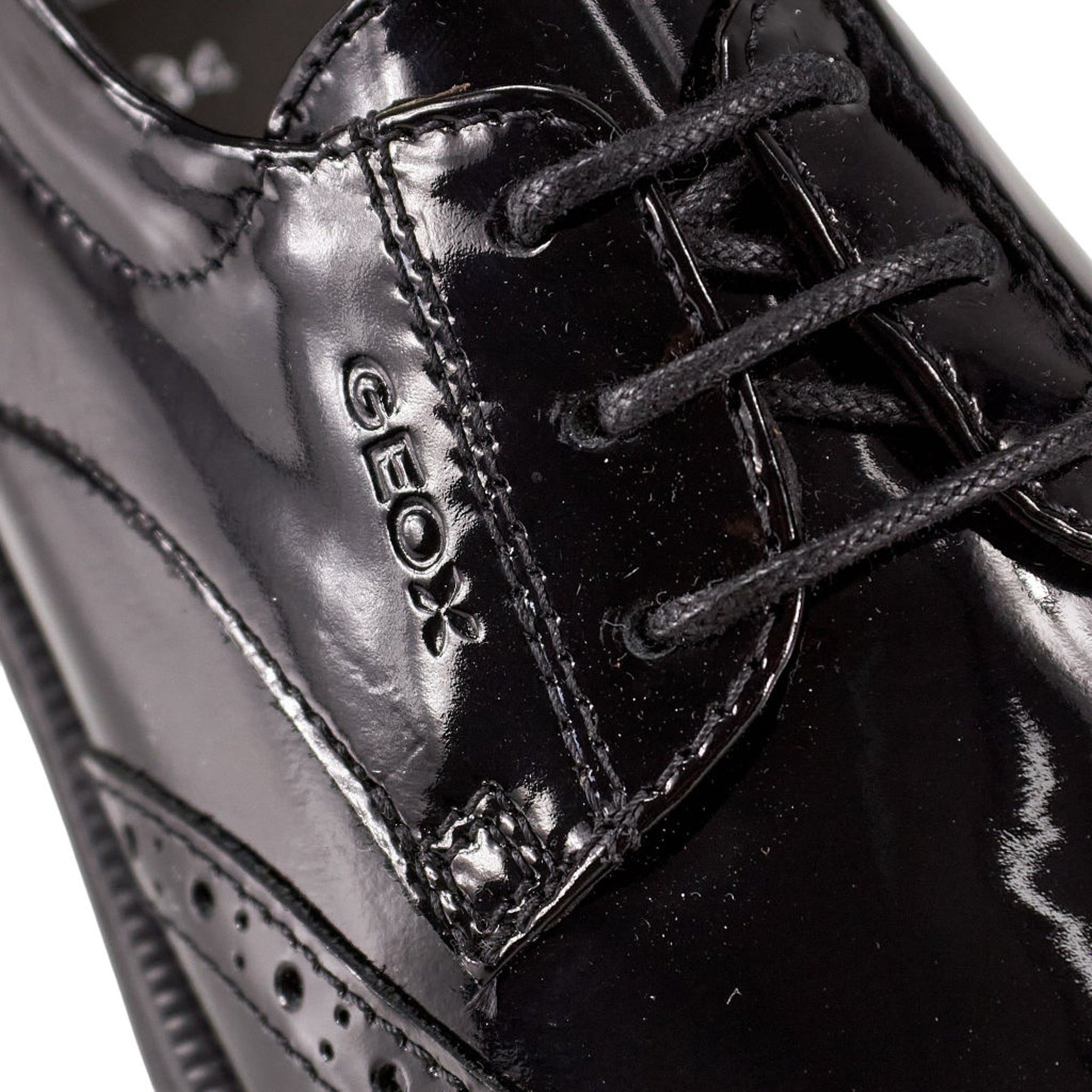 Geox Black Patent Leather Brogues