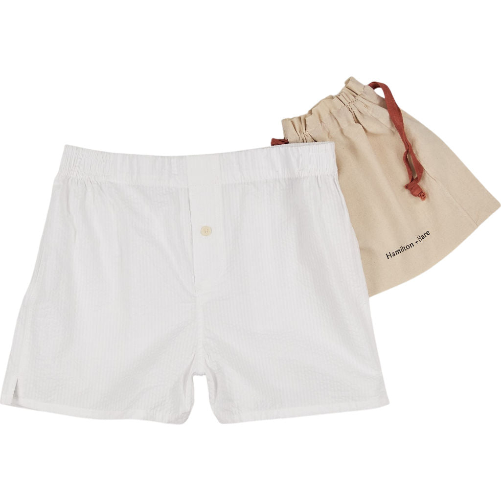 Hamilton + Hare White Boxers with bag (1 PACK)