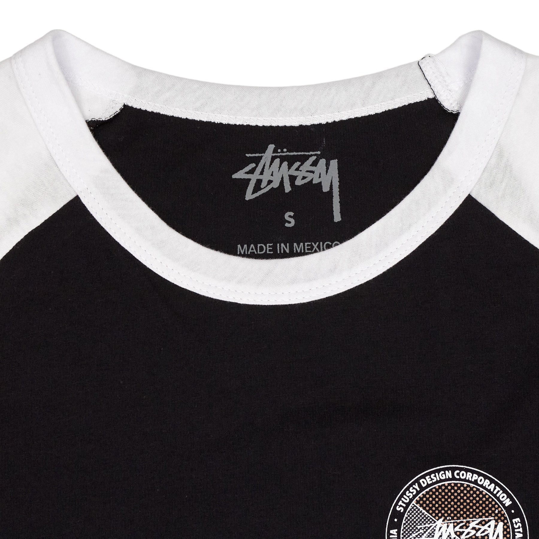 Stussy Black White Raglan T-Shirt