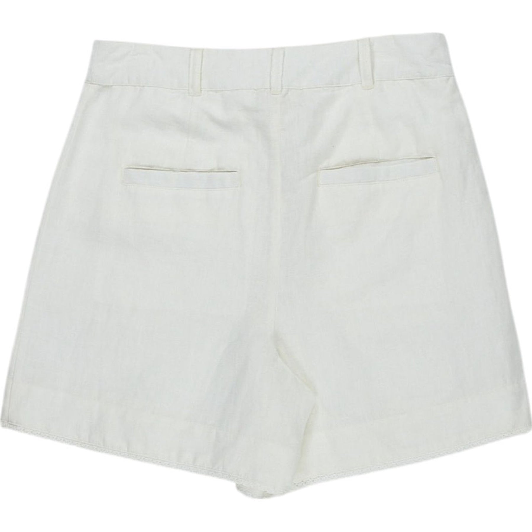 WYSE White Cotton Linen Embroidered Shorts
