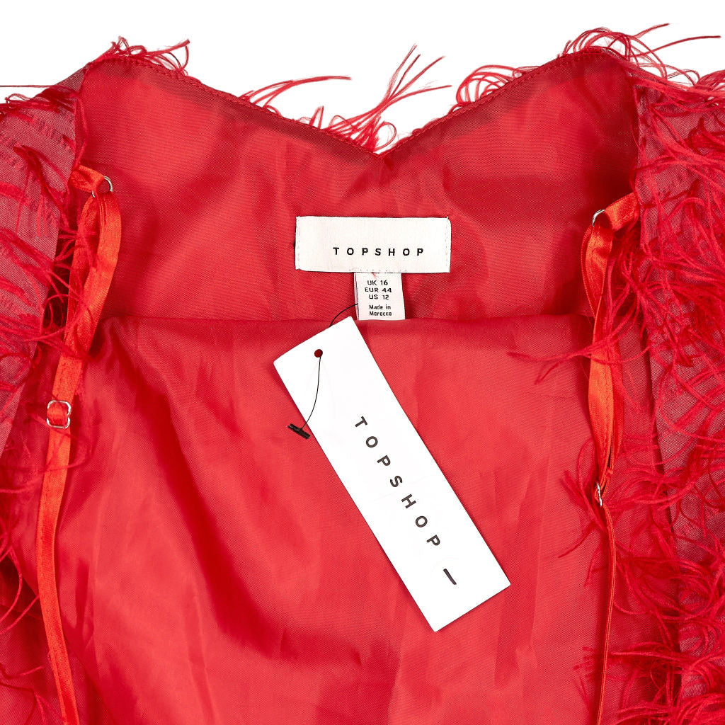 Topshop Red Feather Cami Dress