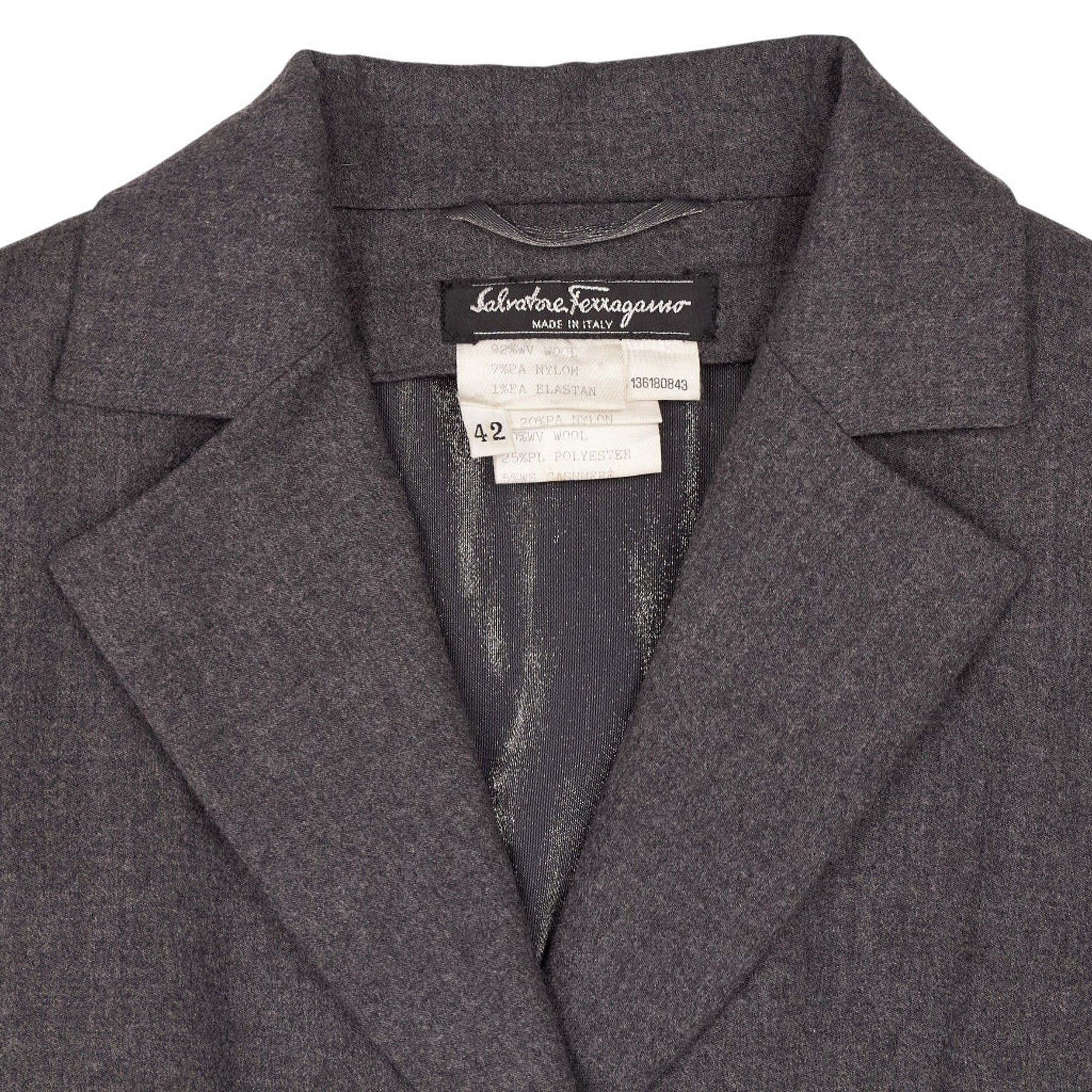 Salvatore Ferragamo Grey Wool Blend Long Coat