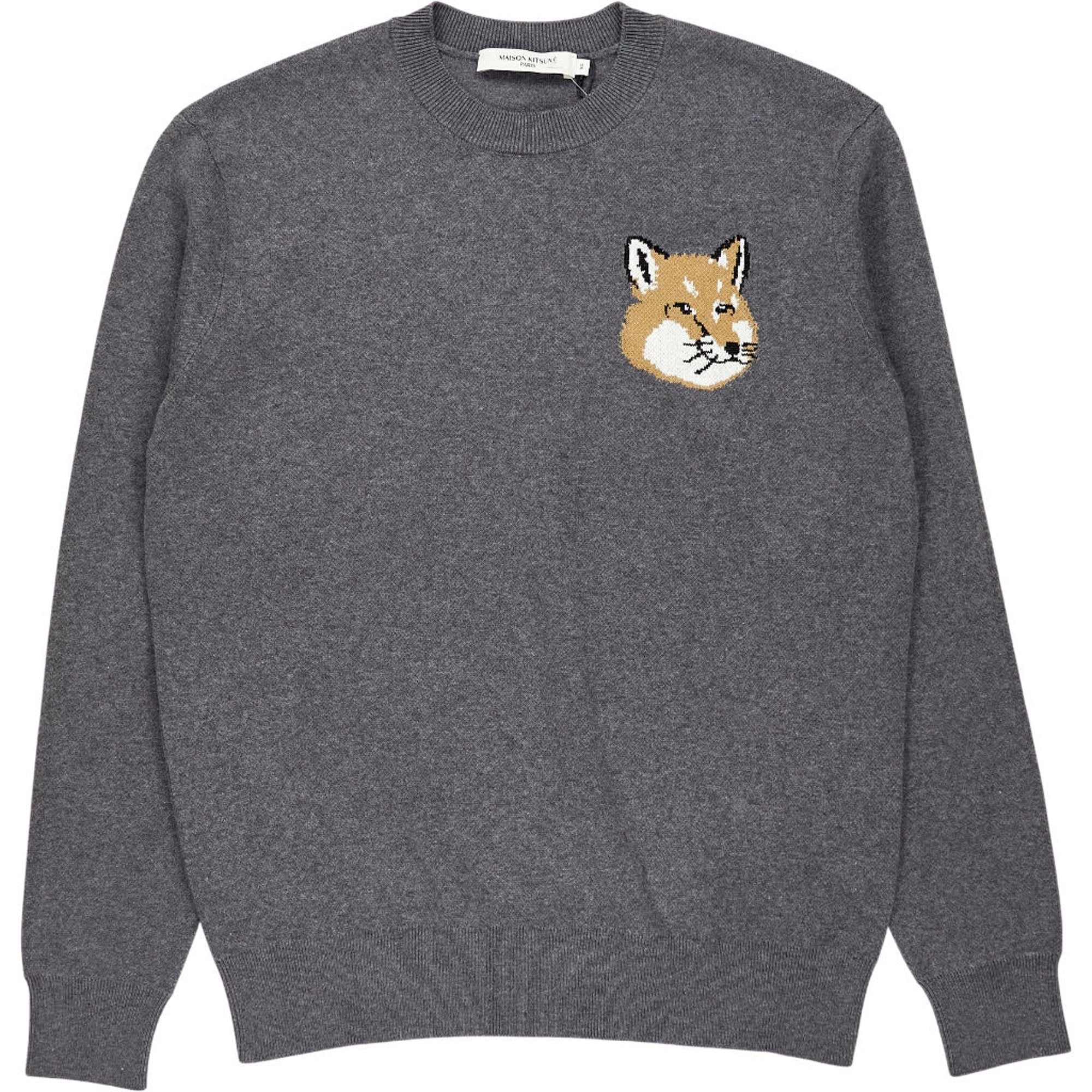 Maison Kitsuné Grey Fox Patch Jumper | Shop from Crisis Online