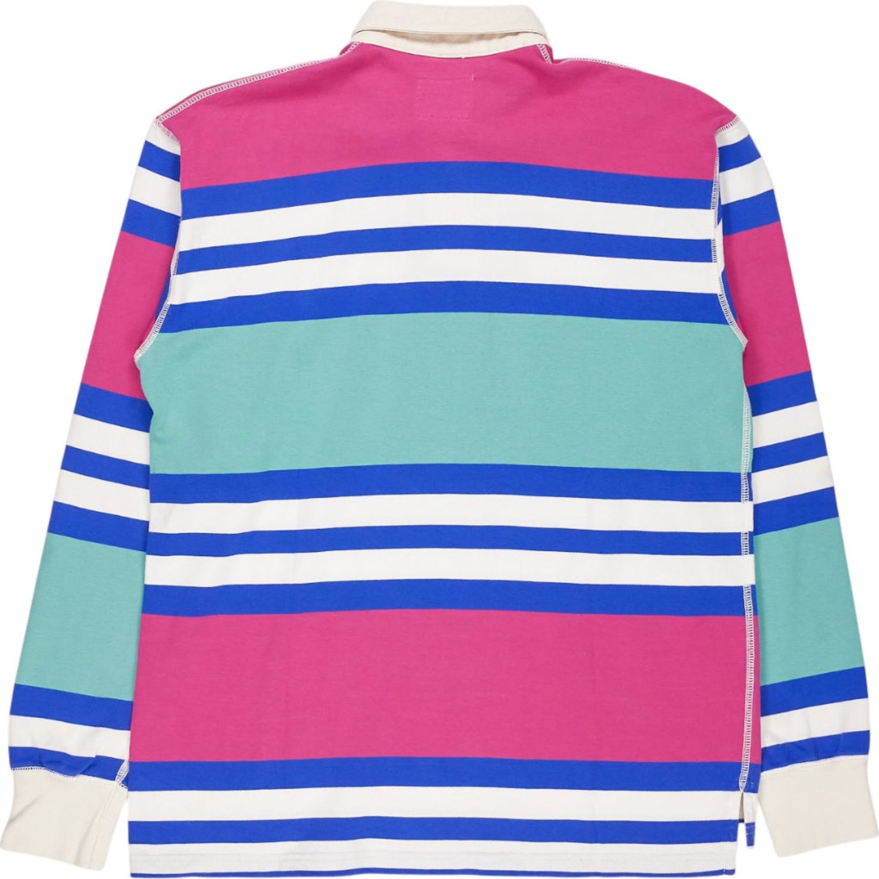Drake's Pink Blue Striped Rugby Shirt