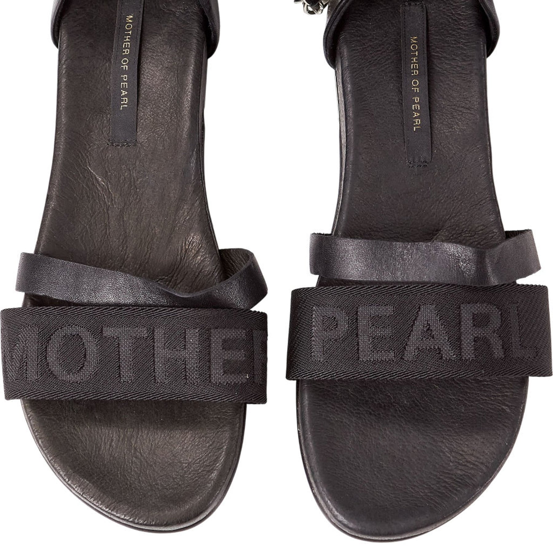 Mother of Pearl Black Sandals with Pearls