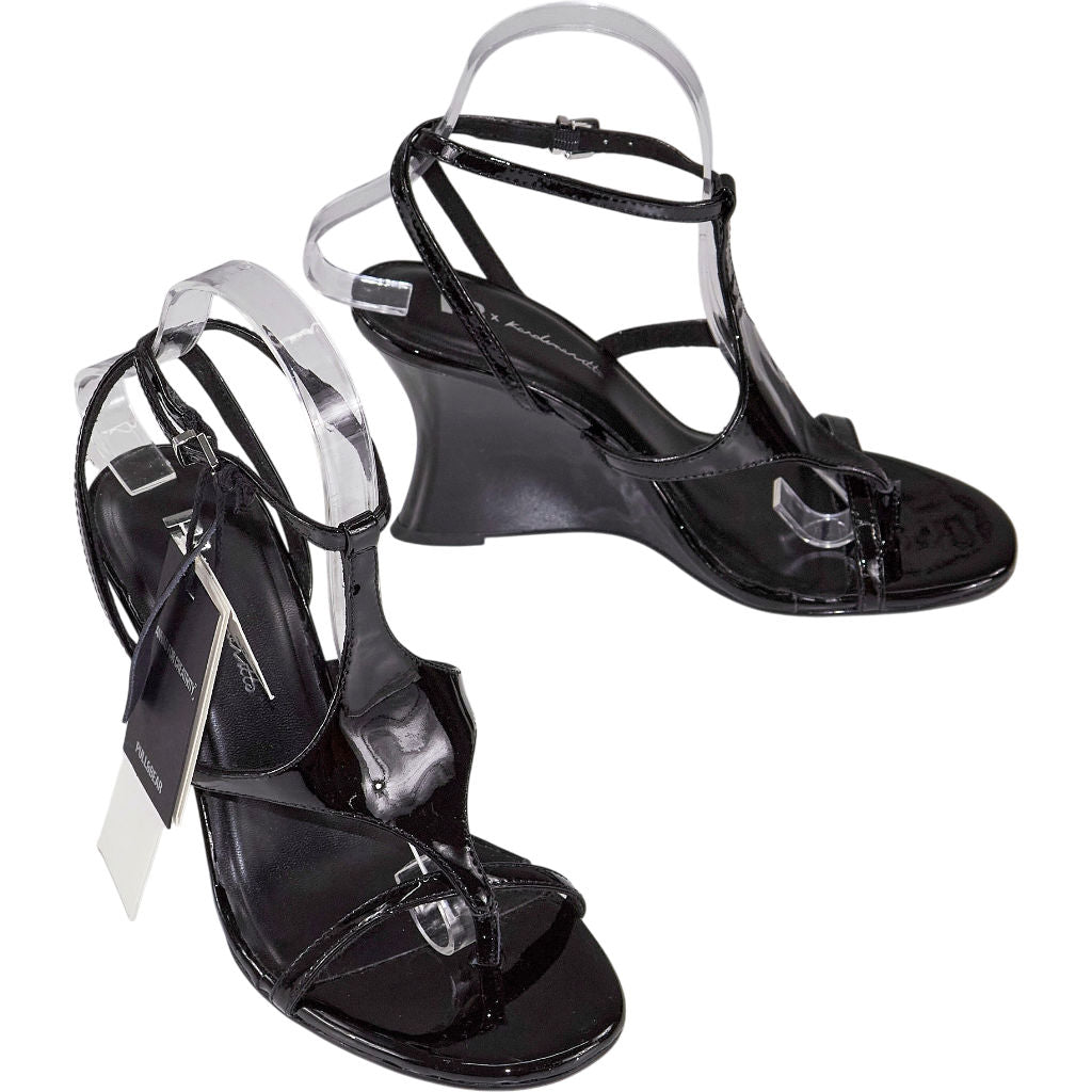 Pull & Bear x Karoline Vitto Black Patent Wedge Sandals
