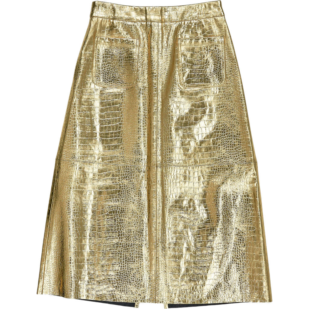 Wyse Gold Faux Leather Skirt UK 8