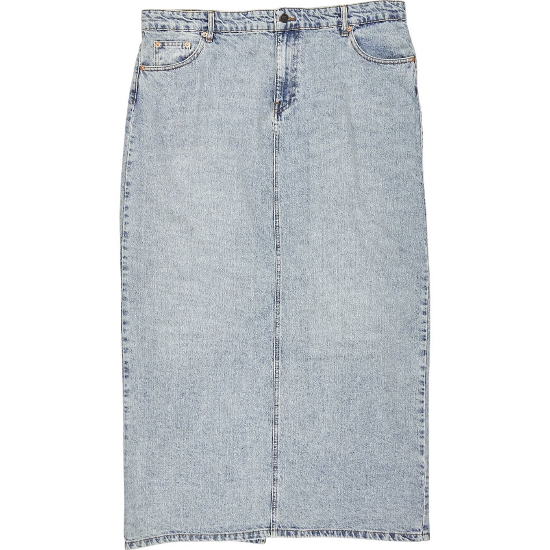 Motel Blue Denim Low Rise Maxi Skirt
