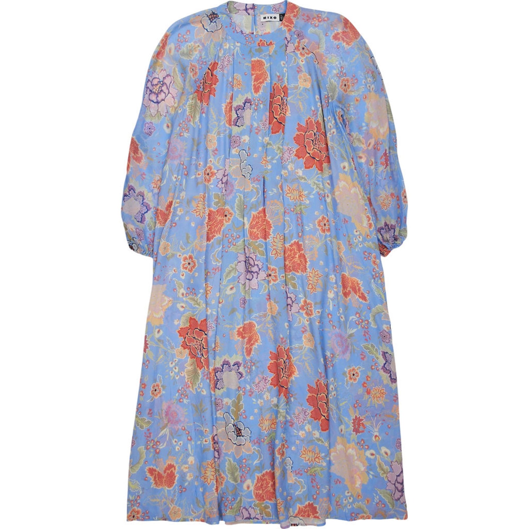 Rixo Blue Floral Midi Dress