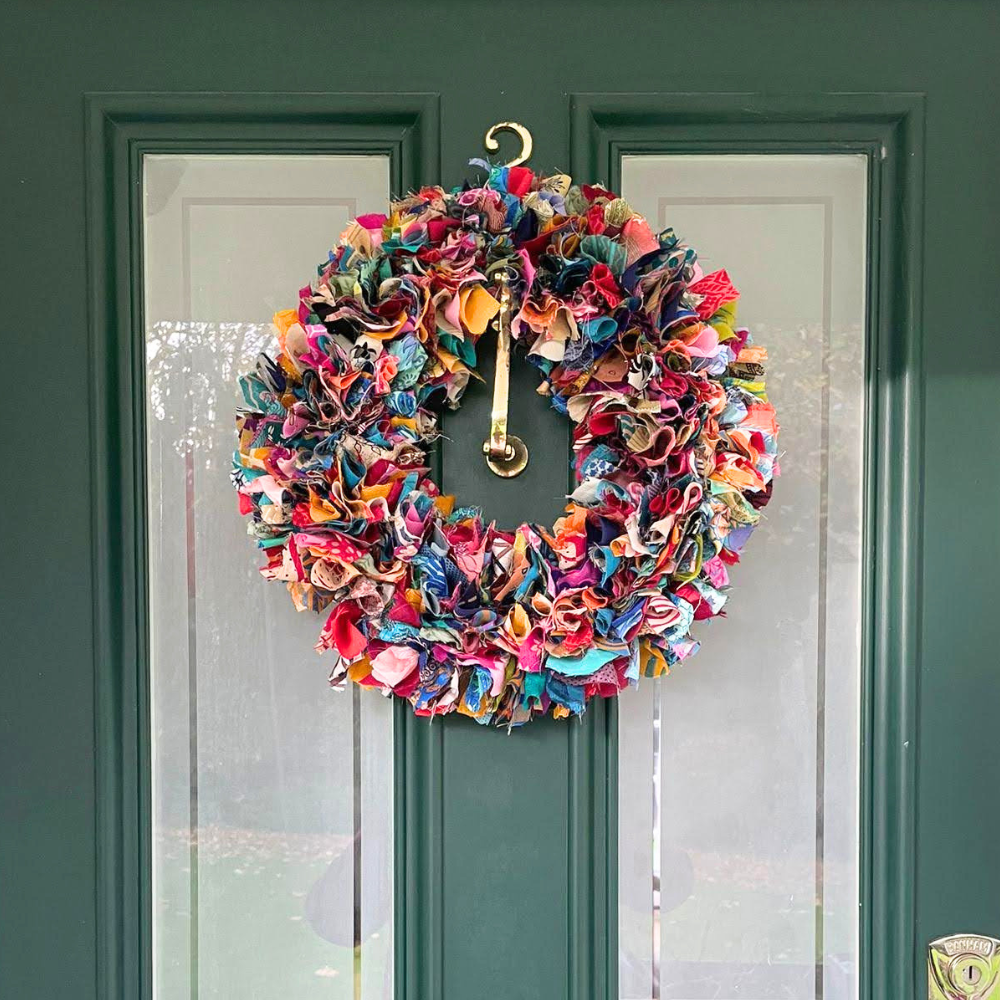 Pri Pri Handmade Upcycled Multi Coloured Sari Wreath