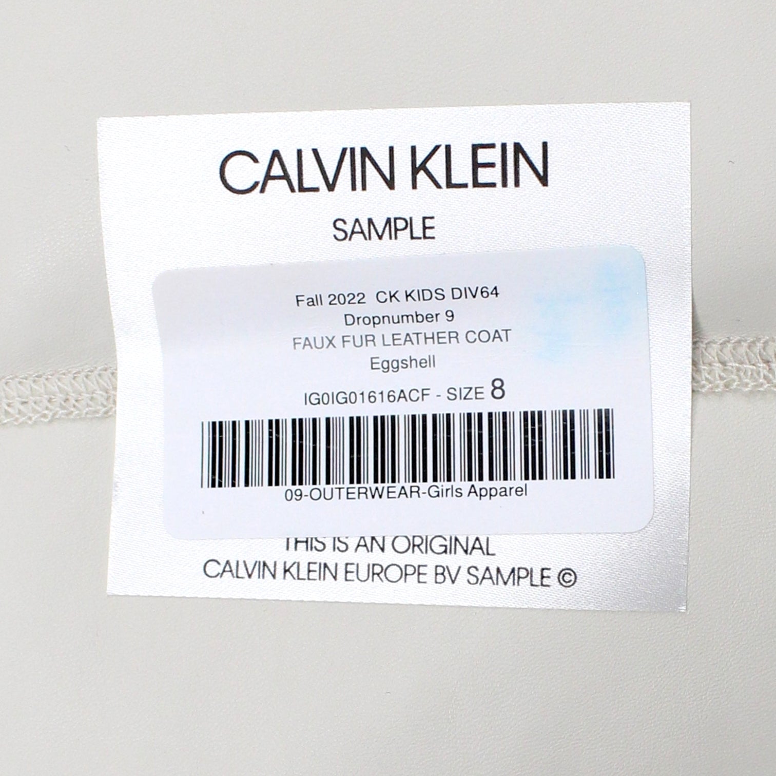 Calvin Klein Cream Faux Fur Leather Coat
