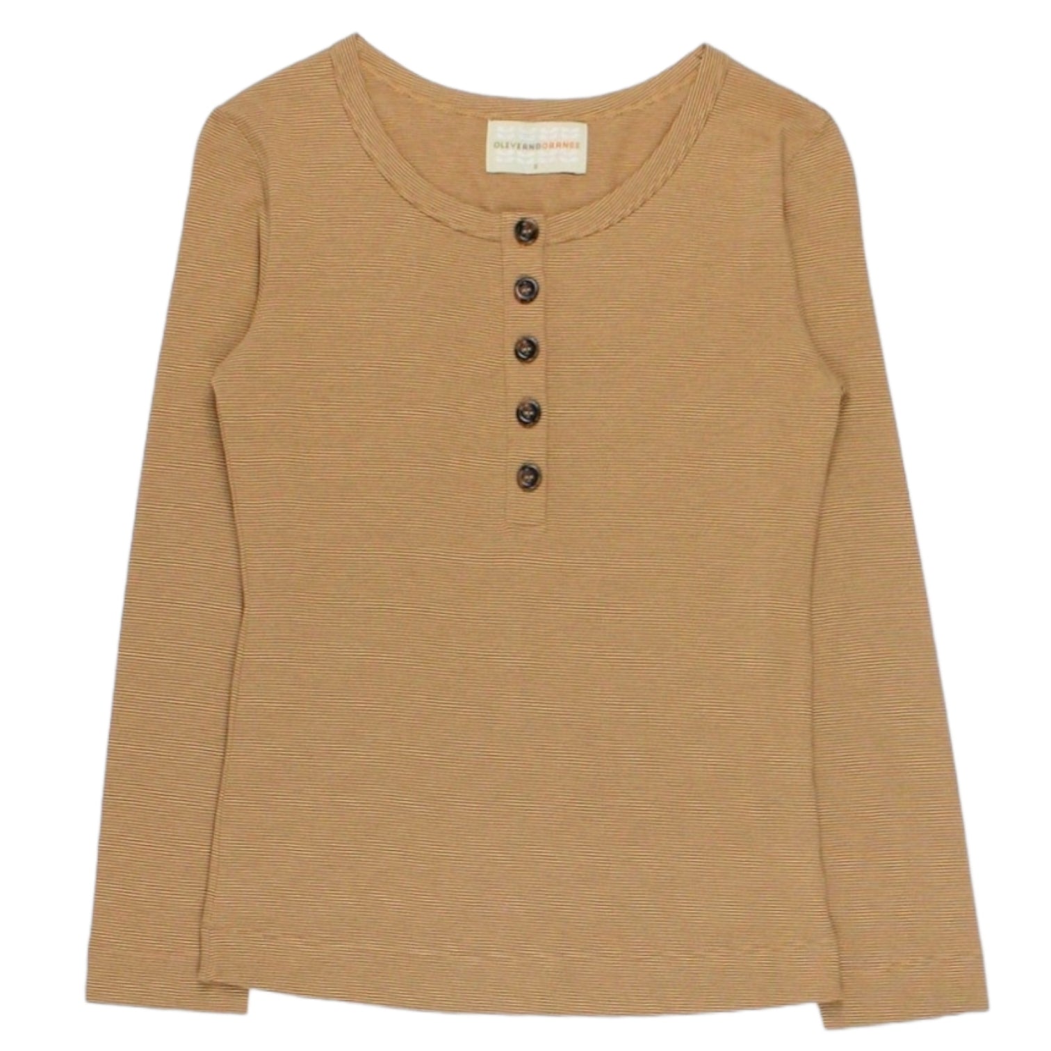 Olive & Orange Brown Striped Henley Top