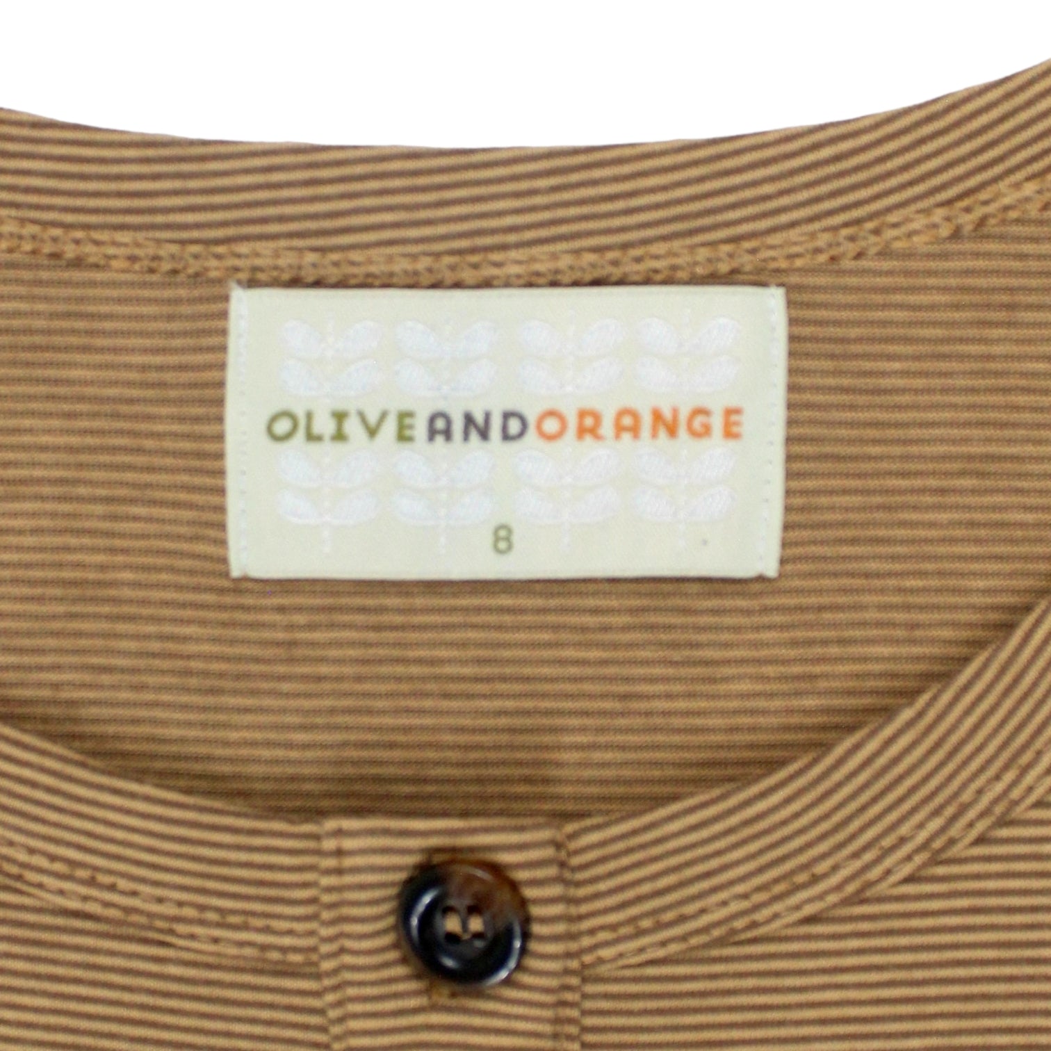 Olive & Orange Brown Striped Henley Top