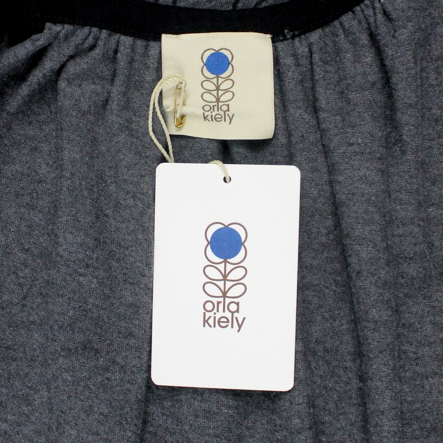 Orla Kiely Charcoal Neck Tie Dress