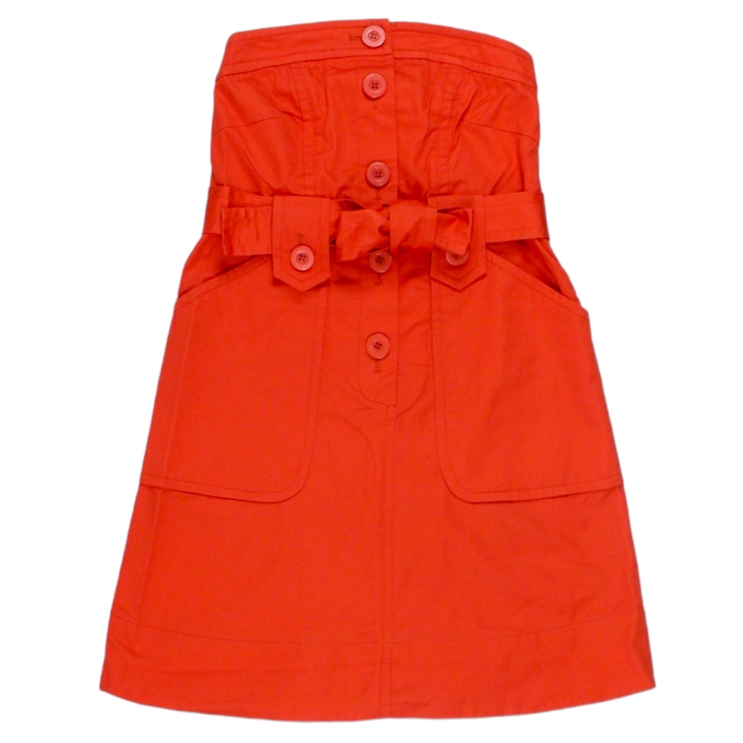 Orla Kiely Orange Cotton Satin Bandeau Dress