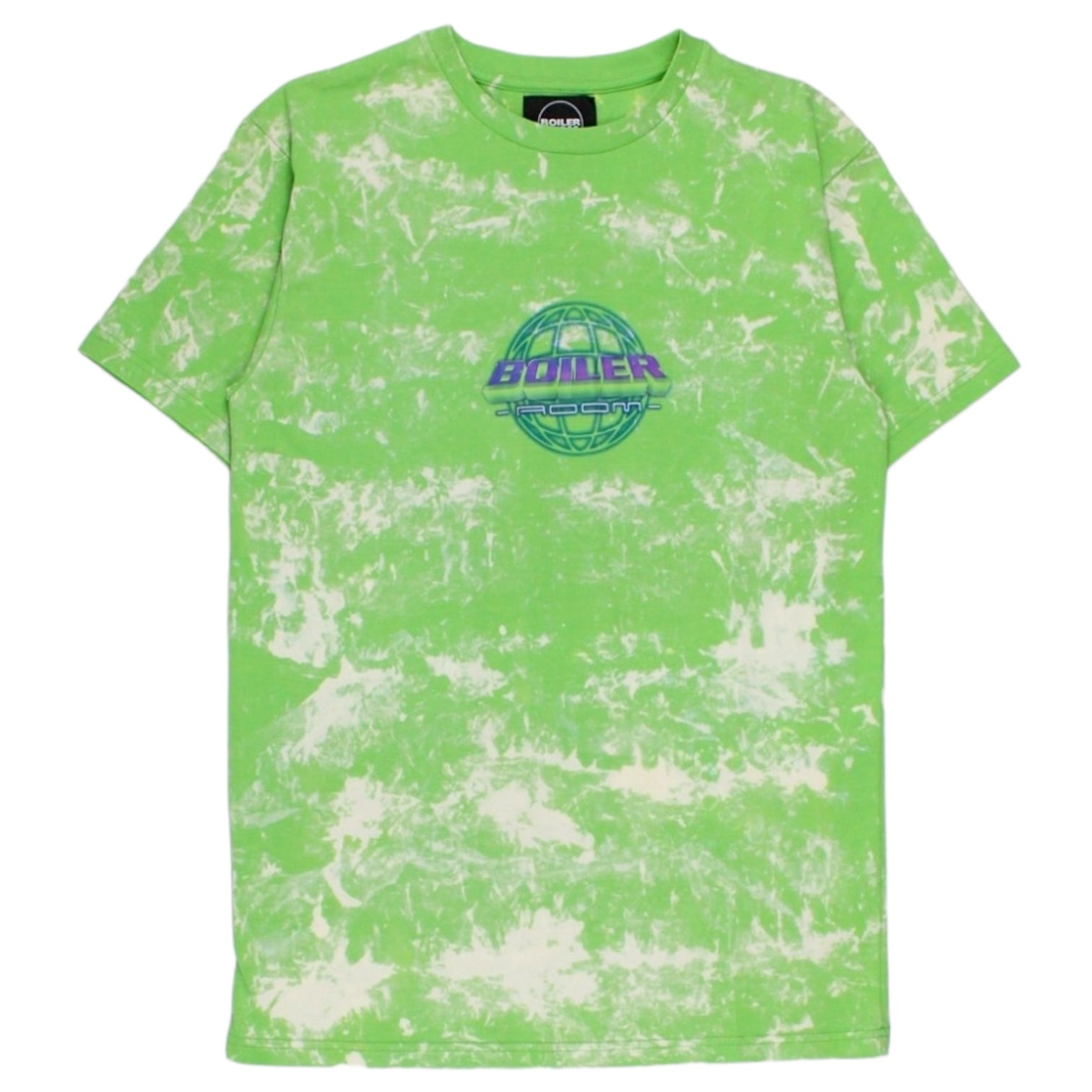 Boiler Room Lime Globe Logo Bleached Tie-dye T-Shirt