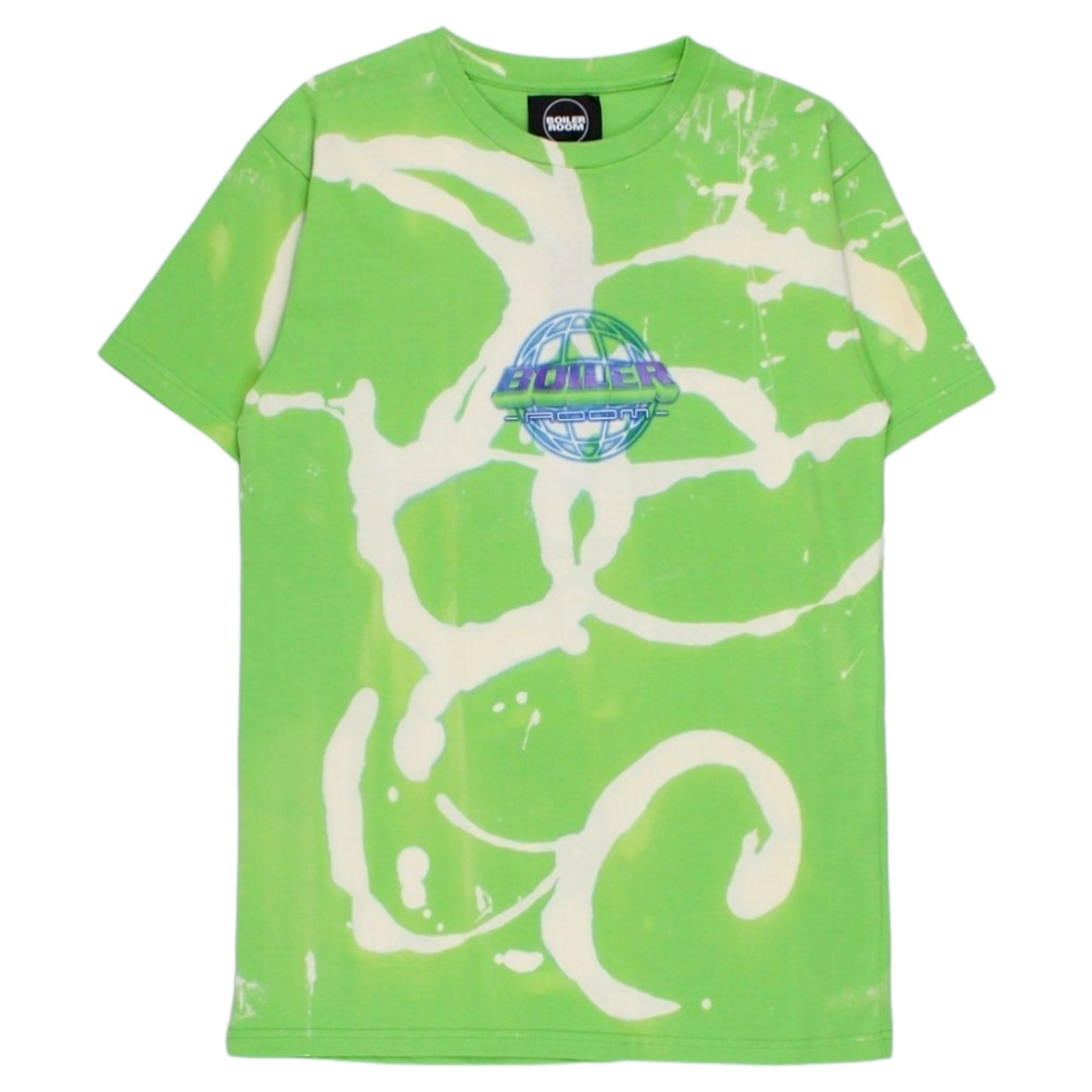 Boiler Room Lime Globe Logo Bleached Tie-dye T-Shirt