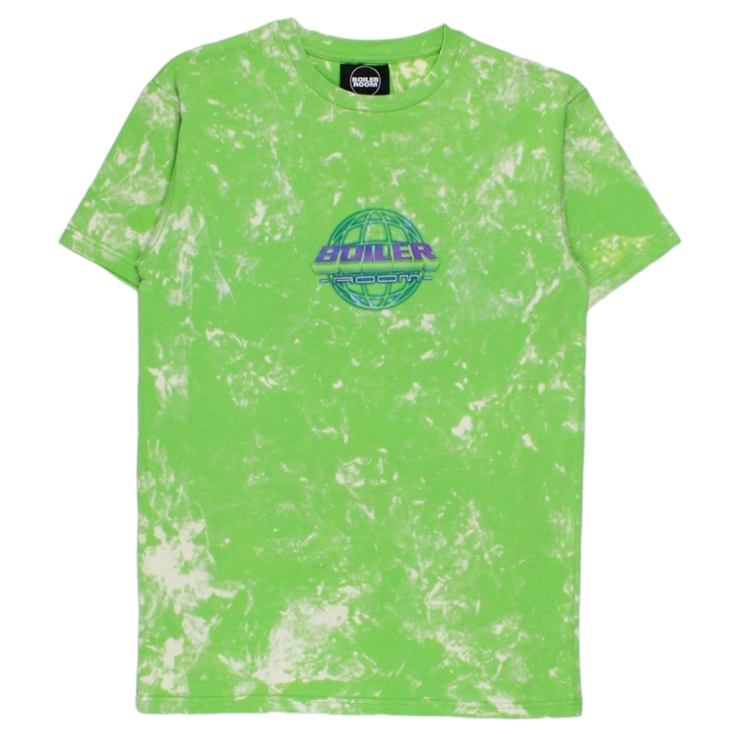Boiler Room Lime Globe Logo Bleached Tie-dye T-Shirt