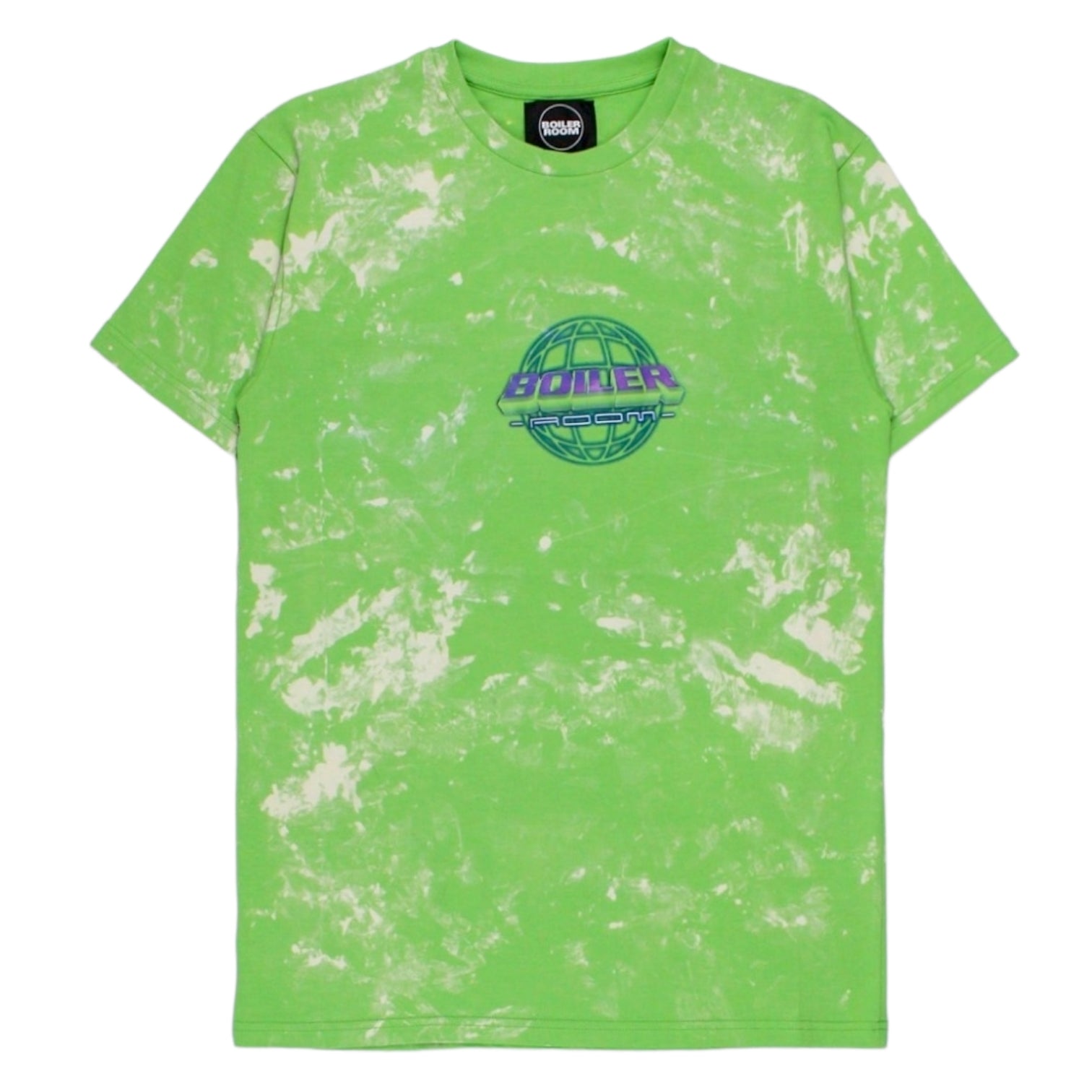 Boiler Room Lime Globe Logo Bleached Tie-dye T-Shirt