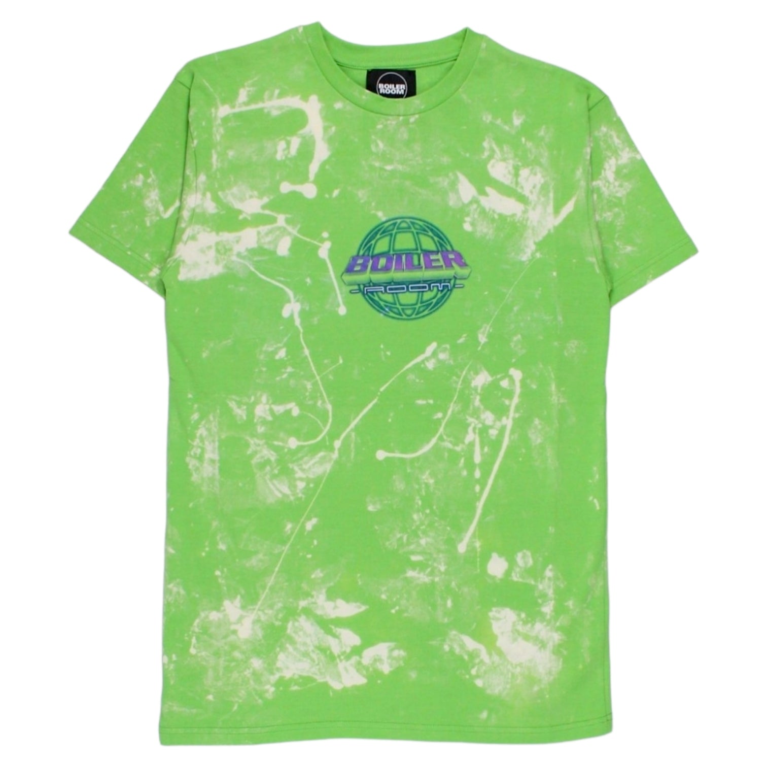 Boiler Room Lime Globe Logo Bleached Tie-dye T-Shirt