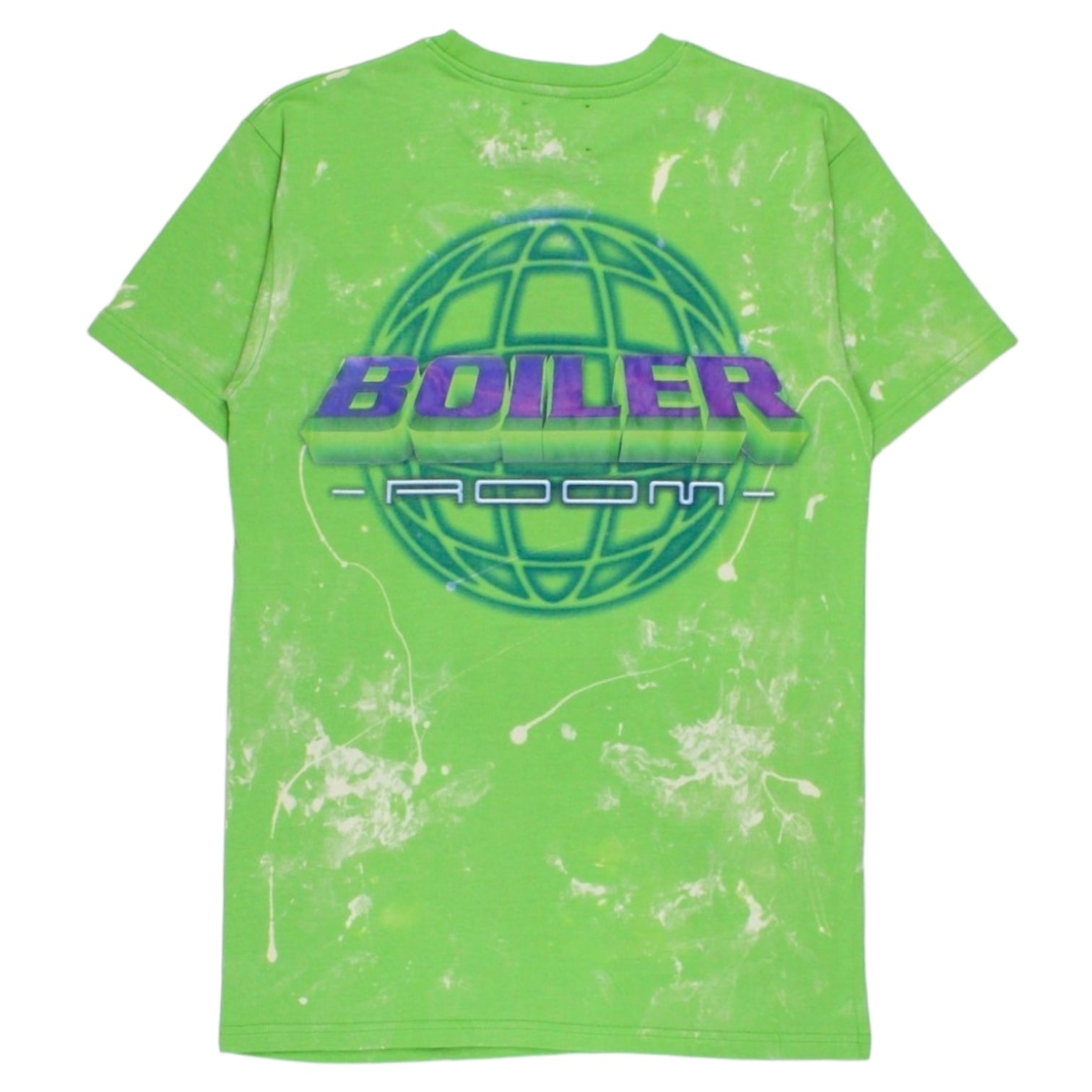 Boiler Room Lime Globe Logo Bleached Tie-dye T-Shirt