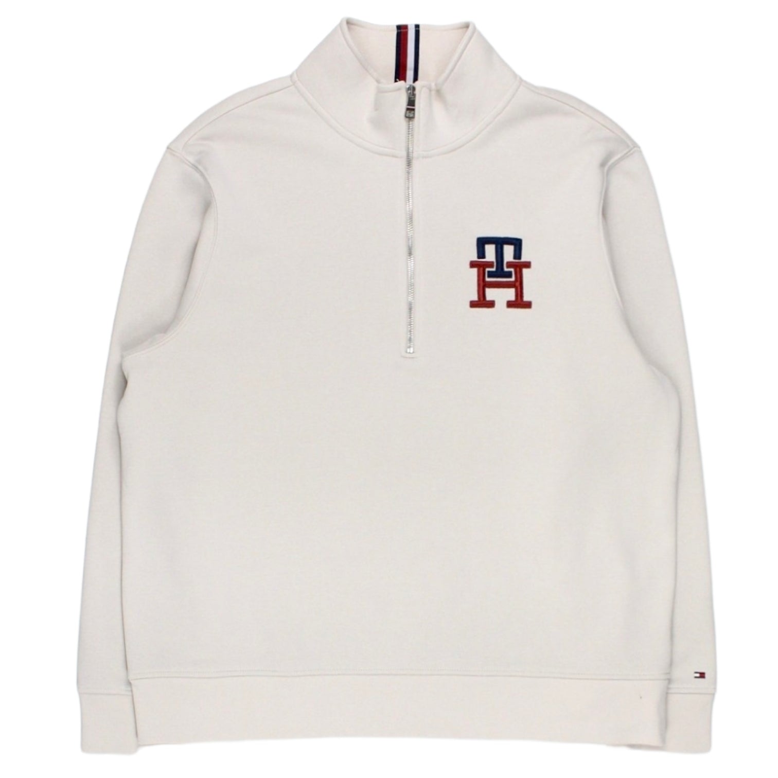 Tommy Hilfiger Cream Half Zip Monogrammed Sweatshirt