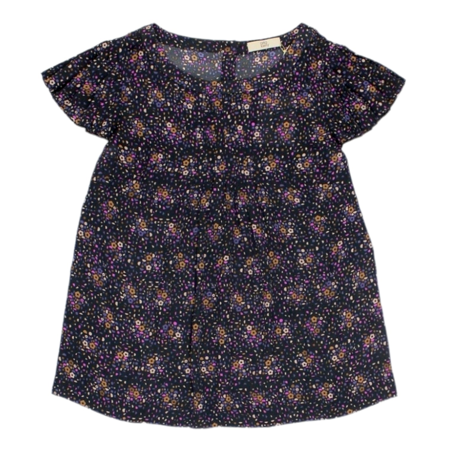 Orla Kiely Black Floral Pleat Sleeve Top