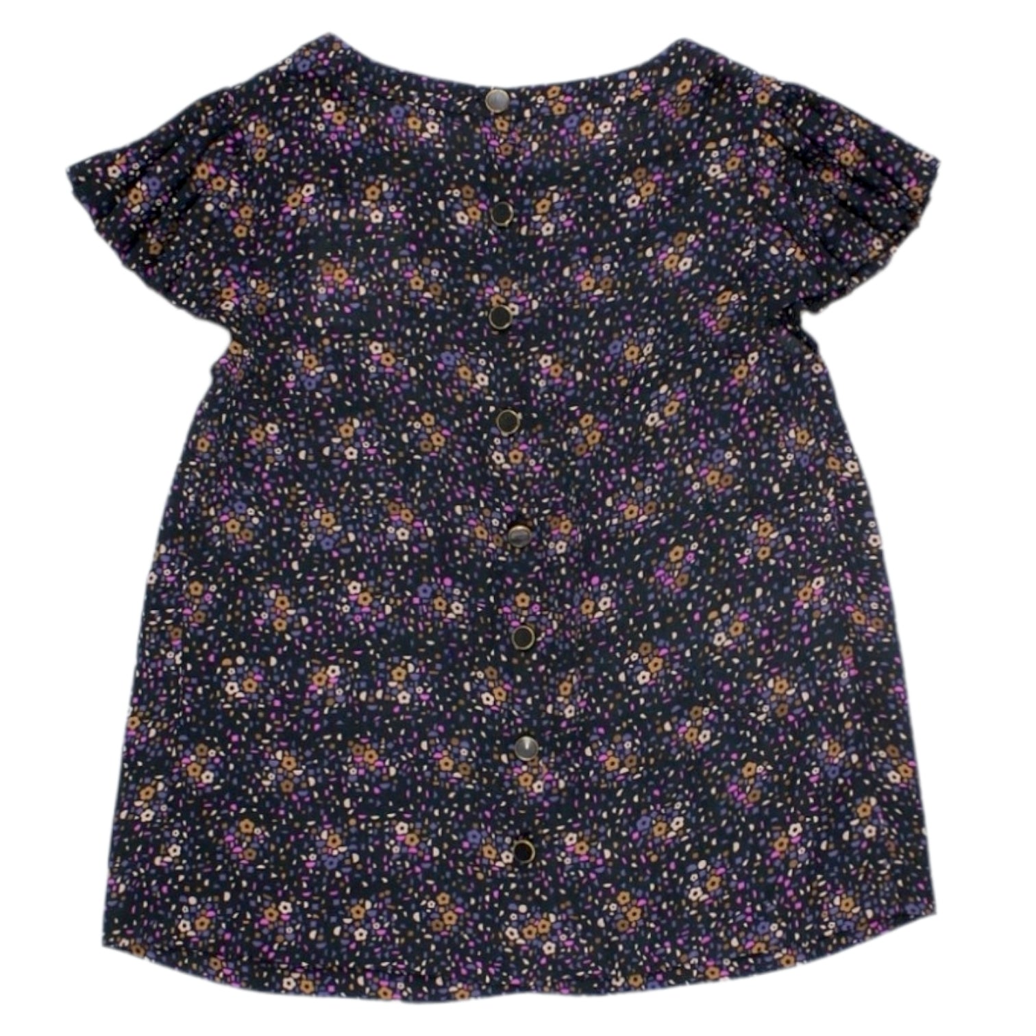 Orla Kiely Black Floral Pleat Sleeve Top