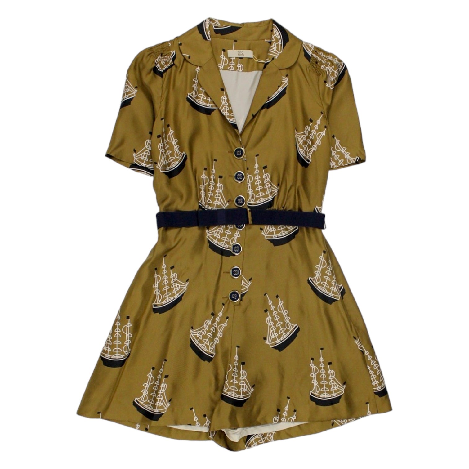 Orla Kiely Sand Ship Print Playsuit Shop from Crisis Online
