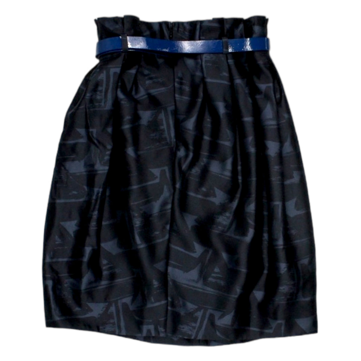 Orla Kiely Navy Belted Paper Bag Skirt