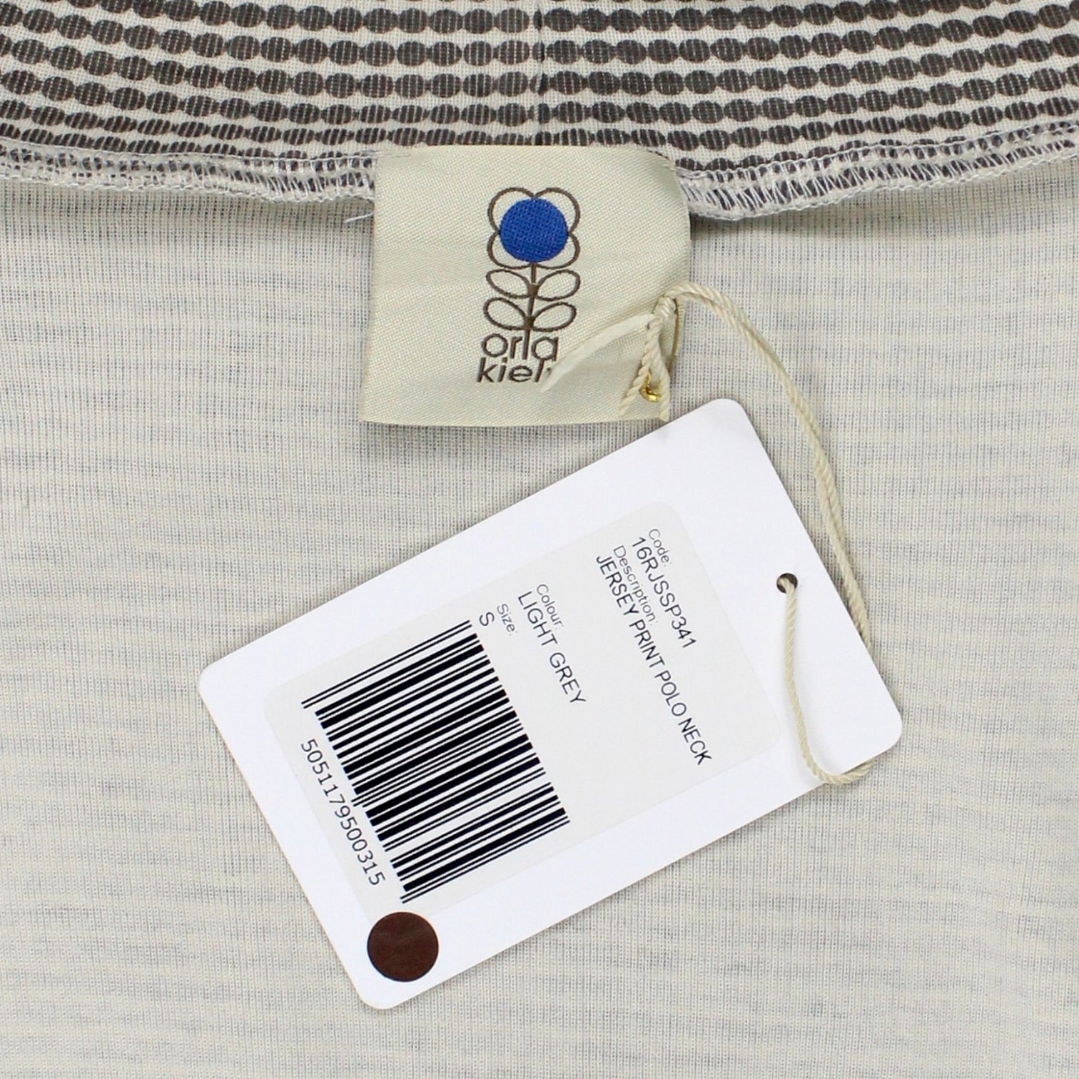 Orla Kiely Light Grey Jersey Print Polo Neck