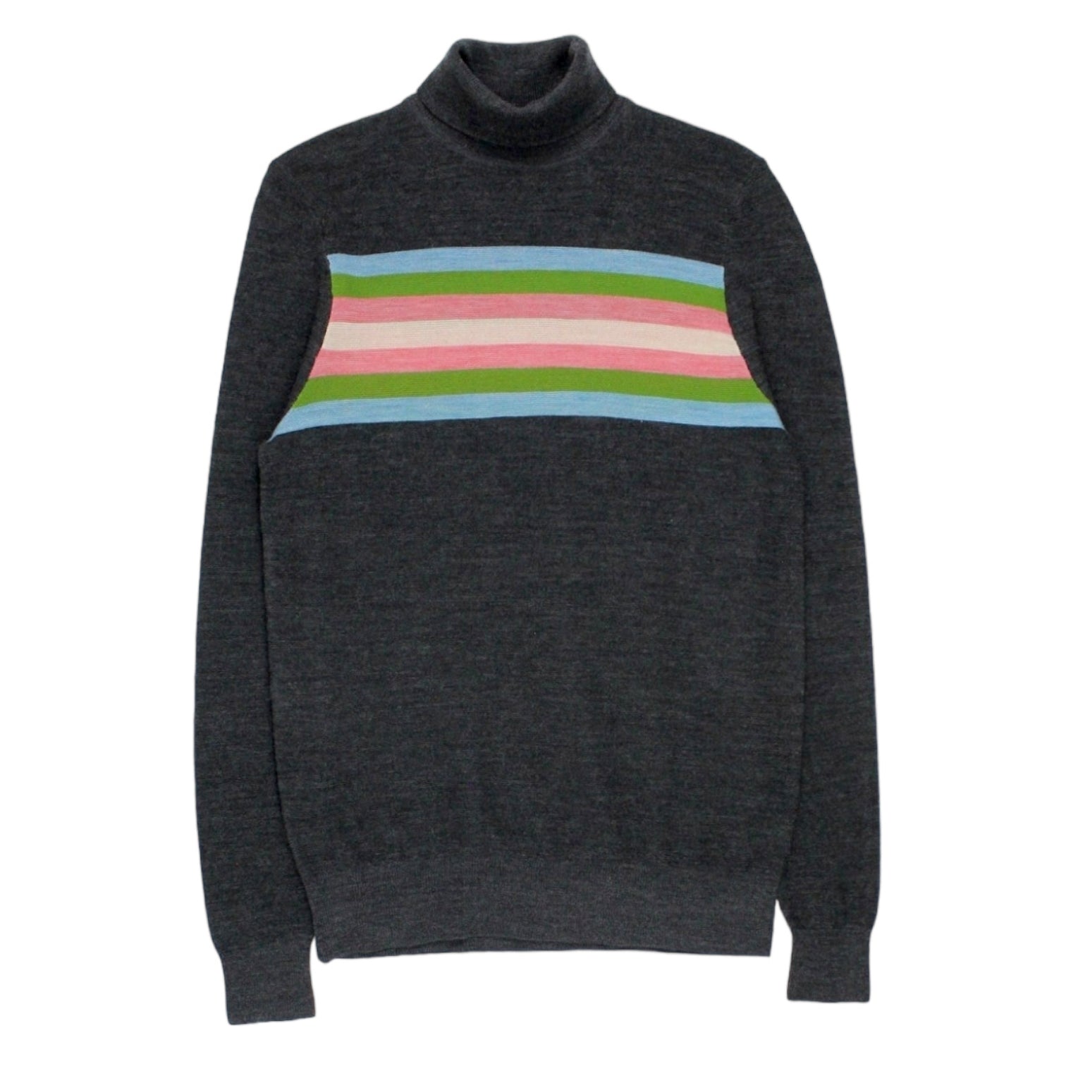 Orla Kiely Charcoal Striped Polo Neck Jumper