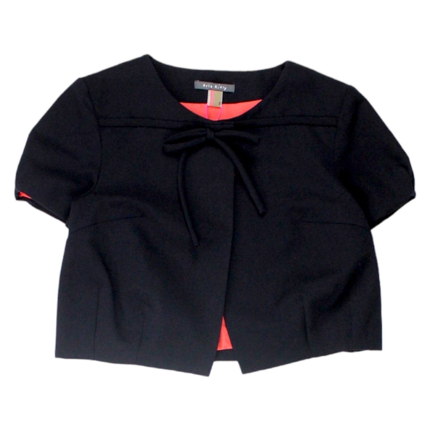 Orla Kiely Navy Ottoman Bow Front Jacket
