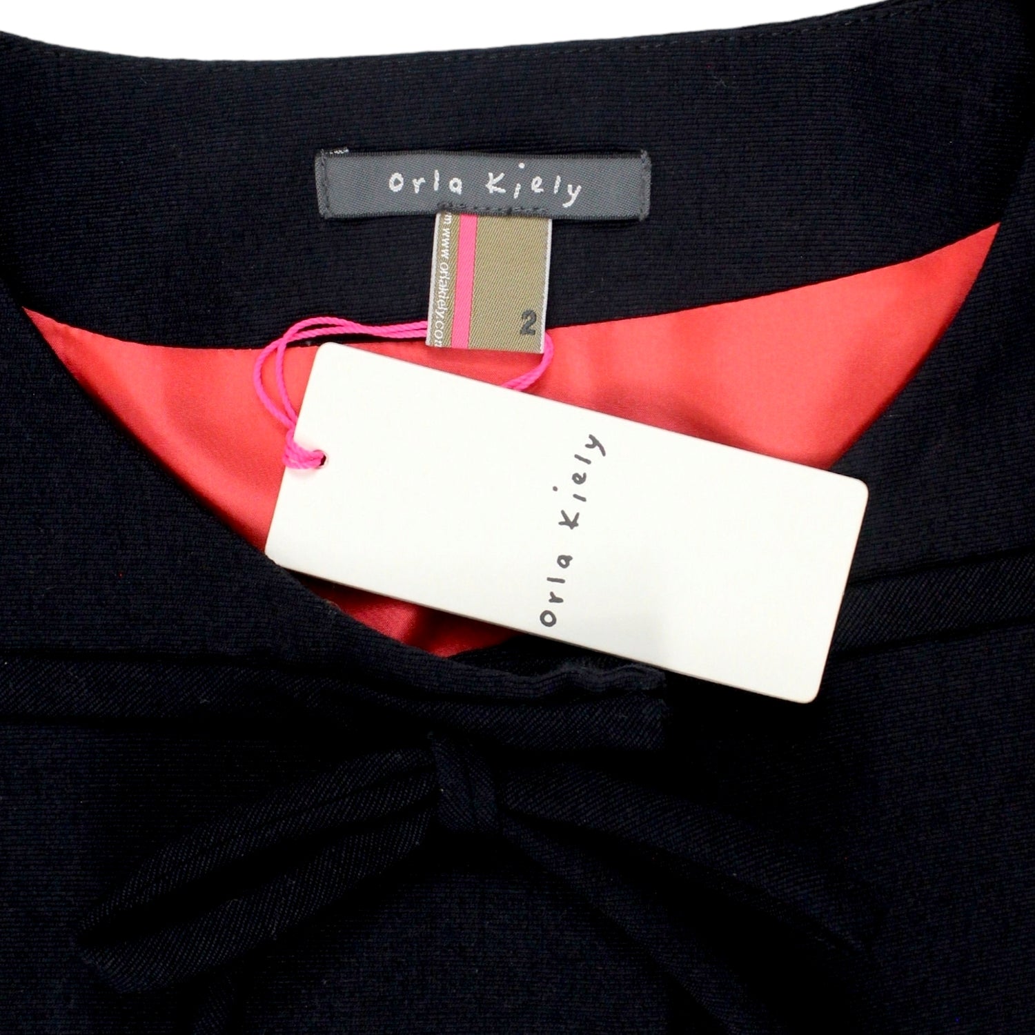 Orla Kiely Navy Ottoman Bow Front Jacket