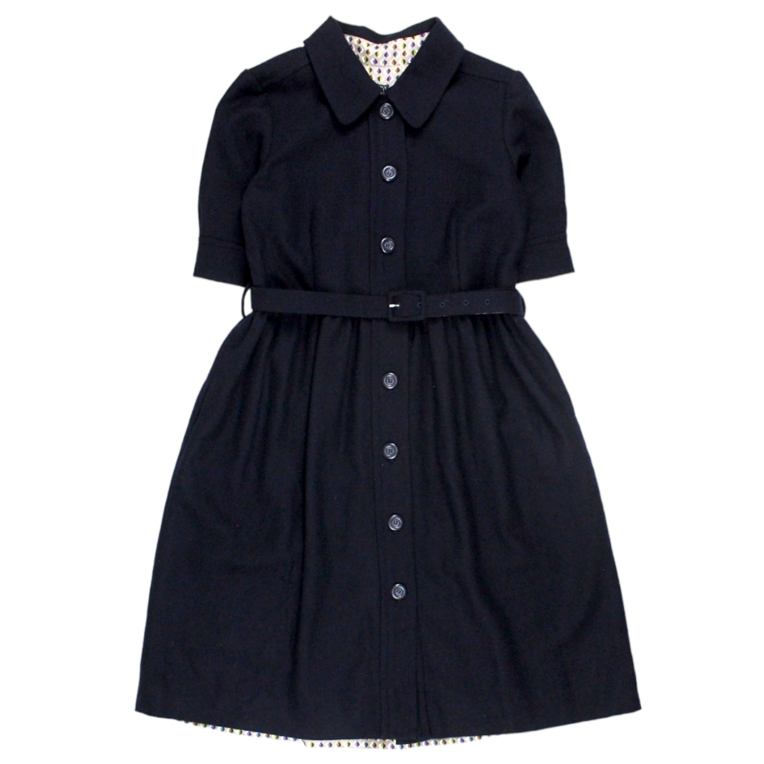 Orla Kiely Navy/Contrast Wool Shirt Dress