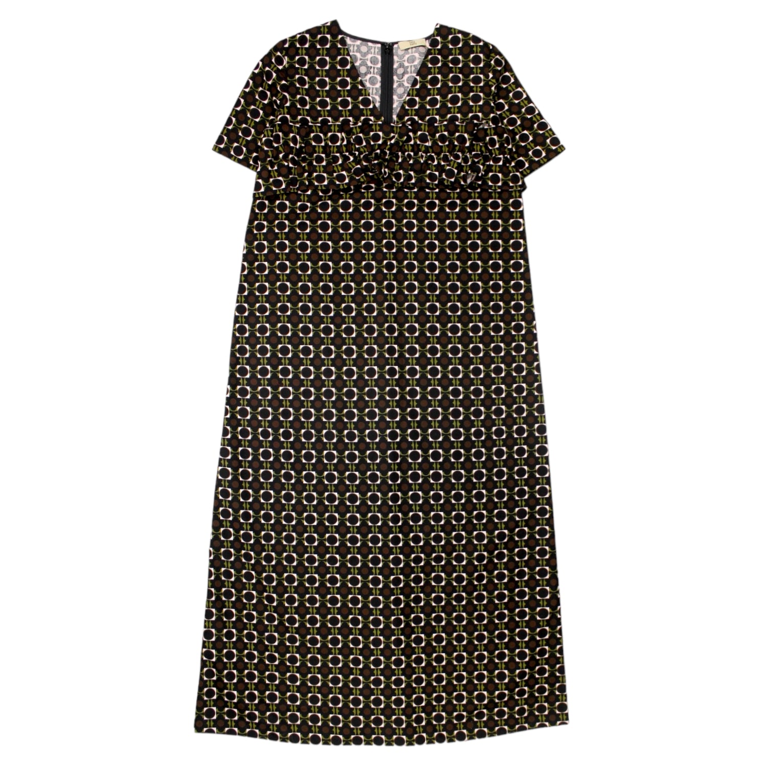 Orla Kiely Olive & Rose Flower Tile Maxi Dress